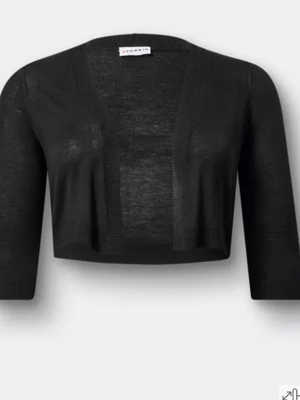 Torrid Black 3/4 Sleeve Cropped Shrug Sweater 1